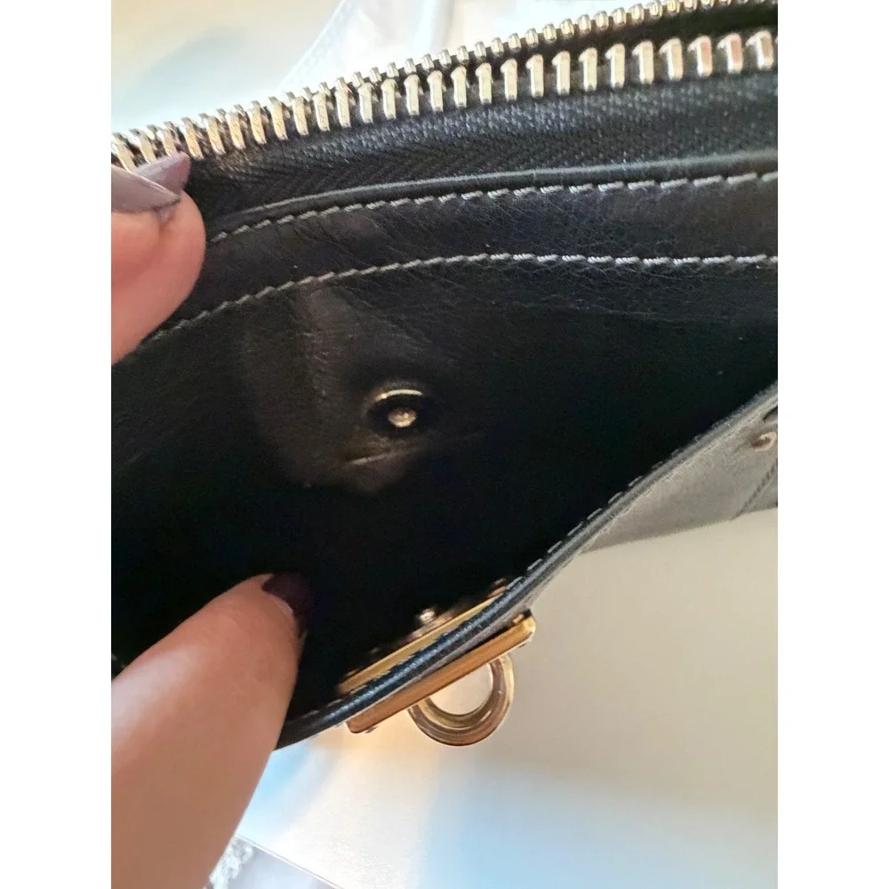 Chloe Paddington Black Leather Zippy Wallet Brass Hardware Turn Lock Woth COA